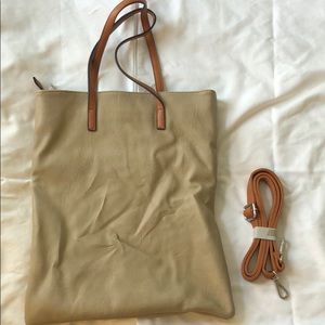 Taupe leather handbag / shoulder bag
